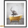 Bathtub Animals Elephant Gold Wall Art