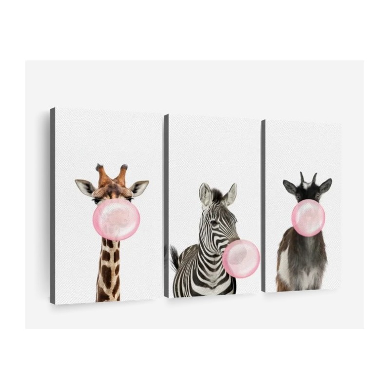 Bubble Gum Safari Animals Wall Art