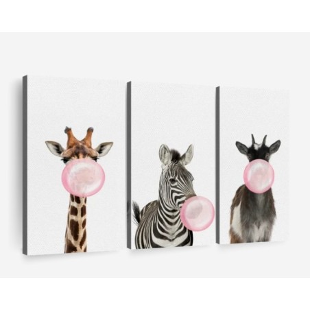 Bubble Gum Safari Animals Wall Art