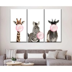 Bubble Gum Safari Animals Wall Art