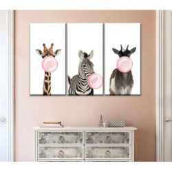 Bubble Gum Safari Animals Wall Art