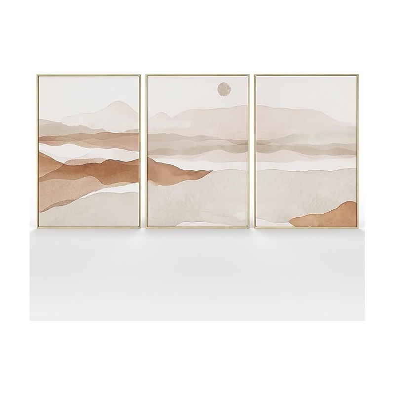 Neutral Wall Art Boho Framed Wall Art, Beige Wall Art Modern Art Boho Canvas