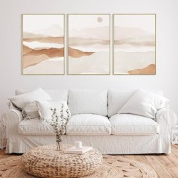 Neutral Wall Art Boho Framed Wall Art, Beige Wall Art Modern Art Boho Canvas