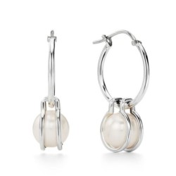 Pearl Hoop Earrings in Sterling Silver