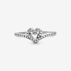 Sparkling Wishbone Heart Ring