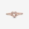 Sparkling Wishbone Heart Ring,Metal: Rose gold plated