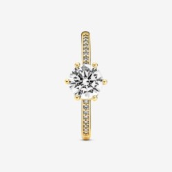 Clear Sparkling Crown Solitaire Ring