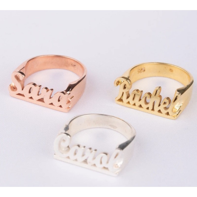 Personalized Name Ring - Cursive Font Name Ring -  Girlfriend Name Ring - Gold Name Ring - Mom Gift