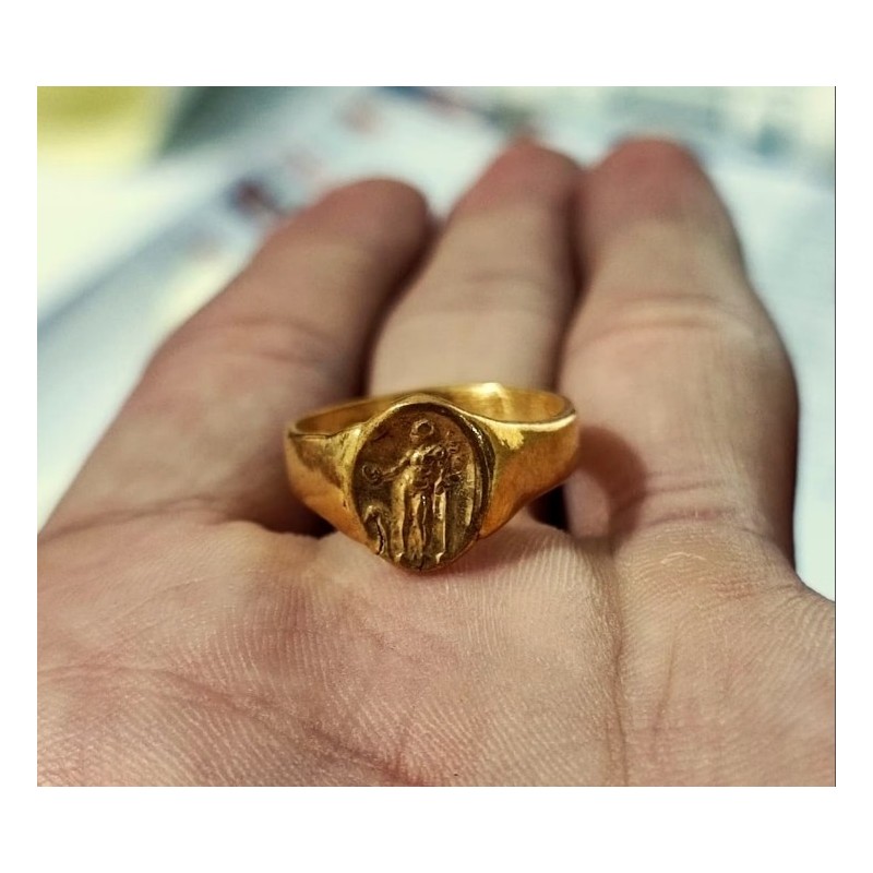 Intaglio Roman Coin Sterling Silver Ring | 24k Gold Over Coin Ring |Gold Ring |