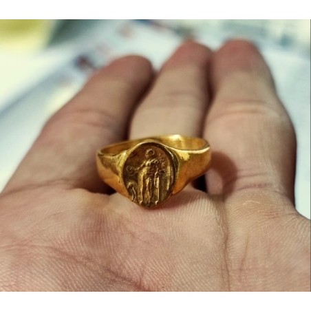 Intaglio Roman Coin Sterling Silver Ring | 24k Gold Over Coin Ring |Gold Ring |