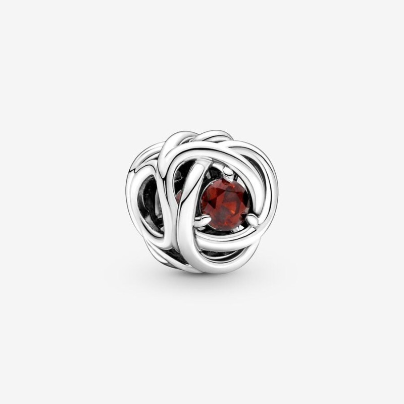 January Red Eternity Circle Charm