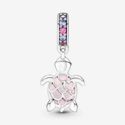 Murano Glass Pink Sea Turtle Dangle Charm