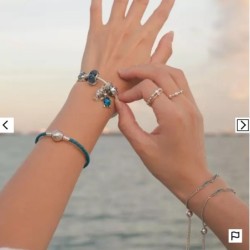 Pandora Moments Seashell Clasp Turquoise Braided Leather Bracelet