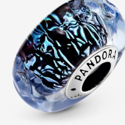 Wavy Dark Blue Murano Glass Ocean Charm