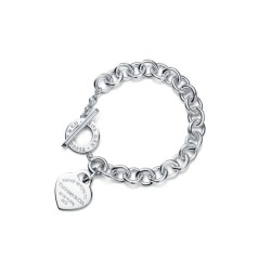 Heart Tag Toggle Bracelet in Silver