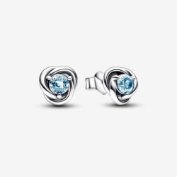 March Sea Aqua Blue Eternity Circle Stud Earrings