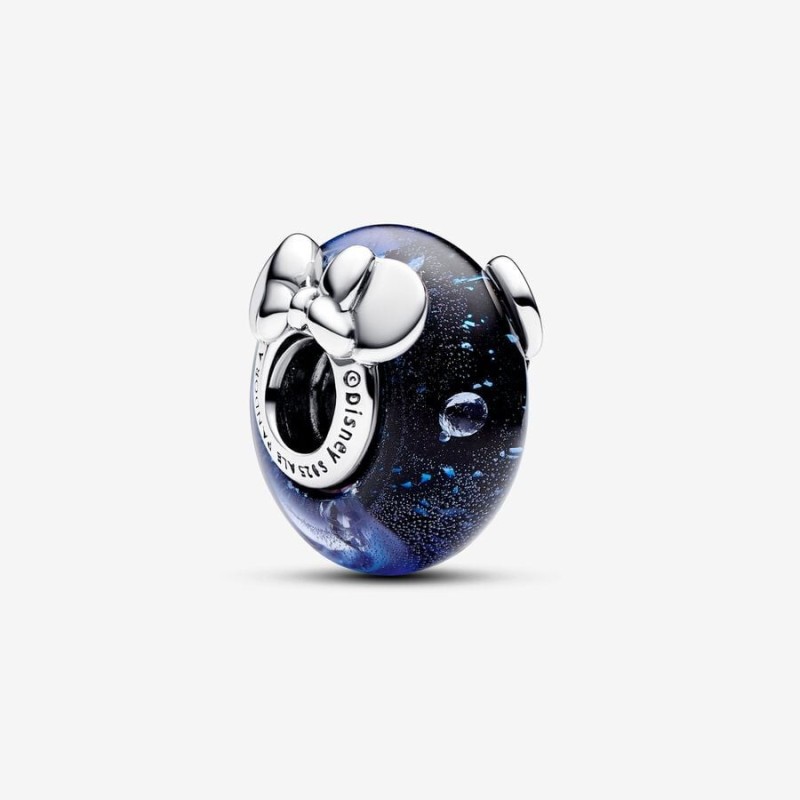 Disney Mickey Mouse & Minnie Mouse Blue Murano Glass Charm