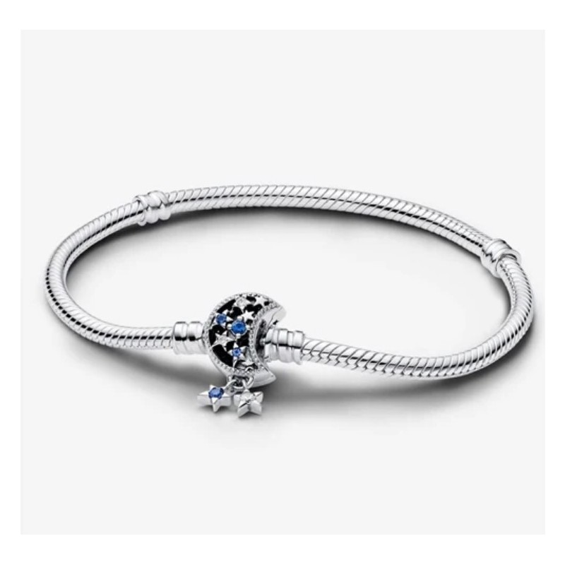 Pandora Moments Sparkling Moon Clasp Snake Chain Bracelet