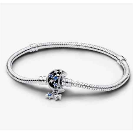 Pandora Moments Sparkling Moon Clasp Snake Chain Bracelet