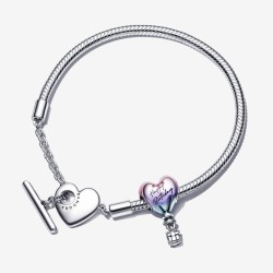 Happy Birthday Balloon T-Bar Heart Bracelet Set