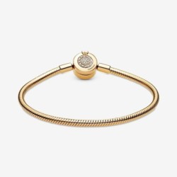 Pandora Moments Sparkling Crown O Snake Chain Bracelet,Gold plated