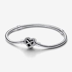 Pandora Moments Sparkling Infinity Heart Clasp Snake Chain Bracelet