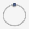 Pandora Moments Sparkling Blue Disc Clasp Snake Chain Bracelet