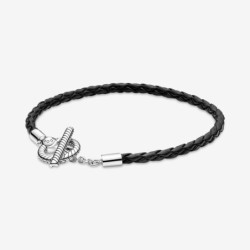 Pandora Moments Braided Leather T-bar Bracelet