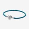 Pandora Moments Seashell Clasp Turquoise Braided Leather Bracelet