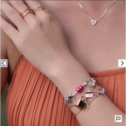 Pandora Moments Heart T-Bar Snake Chain Bracelet