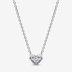 Radiant Heart & Floating Stone Pendant Collier Necklace