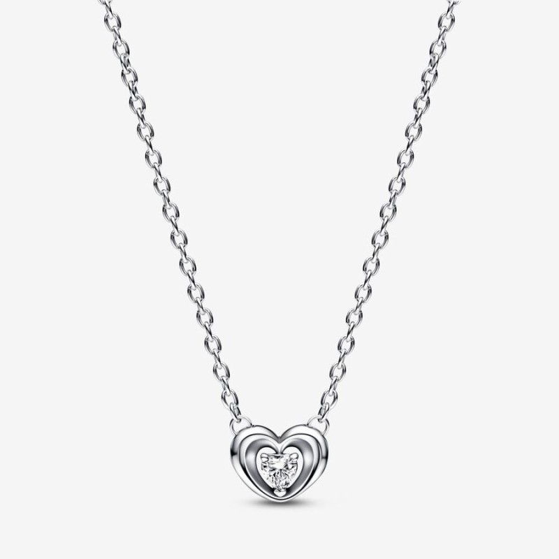 Radiant Heart & Floating Stone Pendant Collier Necklace