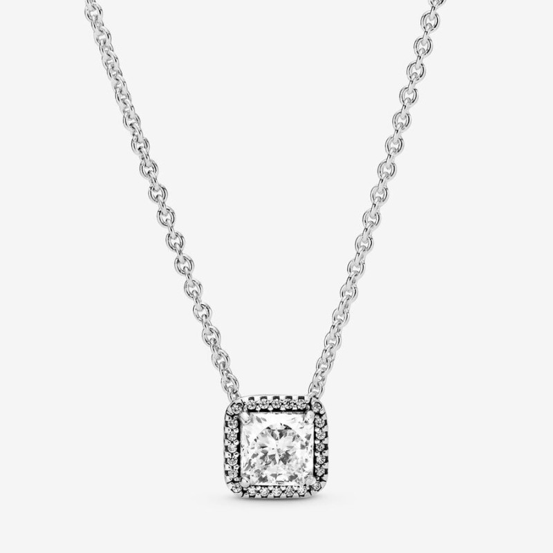 Square Sparkle Halo Necklace