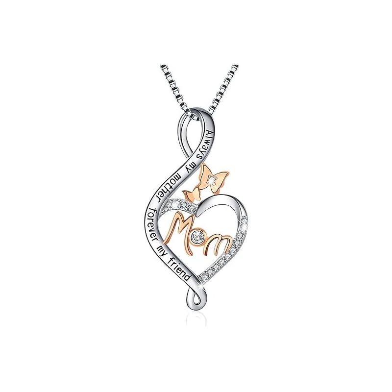 Mother's Birthday Gifts 925 Sterling Silver Love You Mom Heart