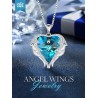 CDE Angel Wing Love Heart Birthstone Necklaces for women,blue