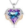 CDE Angel Wing Love Heart Birthstone Necklaces ，Gold Tone Necklaces