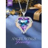 CDE Angel Wing Love Heart Birthstone Necklaces ，Gold Tone Necklaces