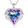 CDE Angel Wing Love Heart  Necklaces for Women, Silver Tone Pendant