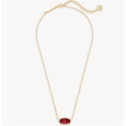 Elisa Gold Pendant Necklace in Berry Glass RED