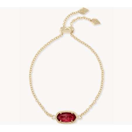 Elaina Gold Adjustable Chain Bracelet in Berry Glass