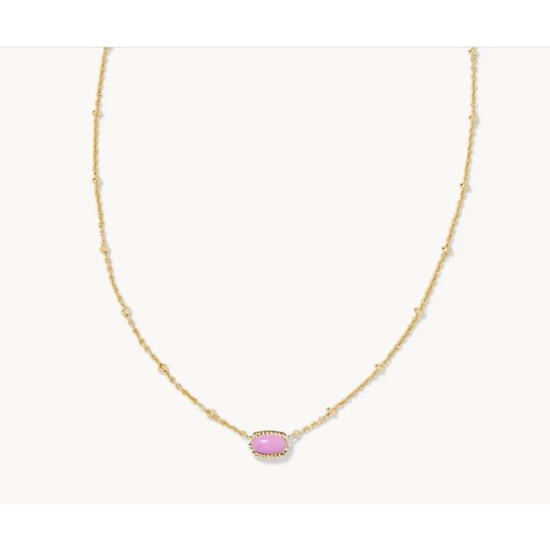 Mini Elisa Gold Satellite Short Pendant Necklace in Fuchsia