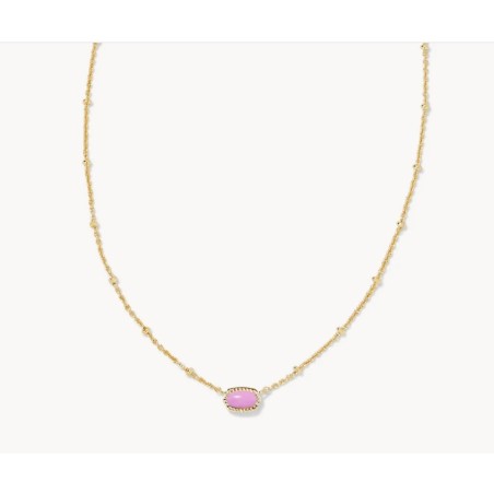 Mini Elisa Gold Satellite Short Pendant Necklace in Fuchsia