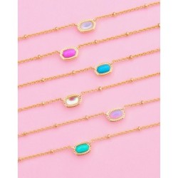 Mini Elisa Gold Satellite Short Pendant Necklace in Turquoise