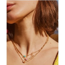 Mini Elisa Gold Satellite Short Pendant Necklace in Turquoise