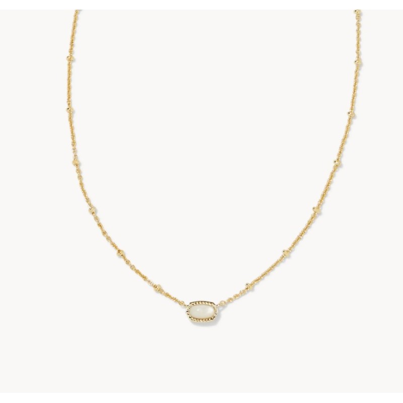 Mini Elisa Gold Satellite Short Pendant Necklace in Ivory