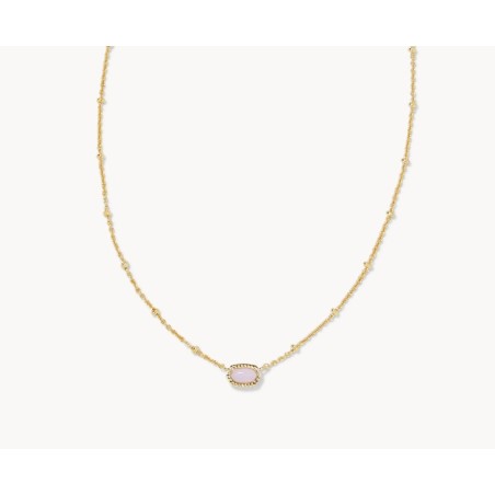 Mini Elisa Gold Satellite Short Pendant Necklace in Pink