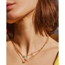 Mini Elisa Gold Satellite Short Pendant Necklace in Dichroic