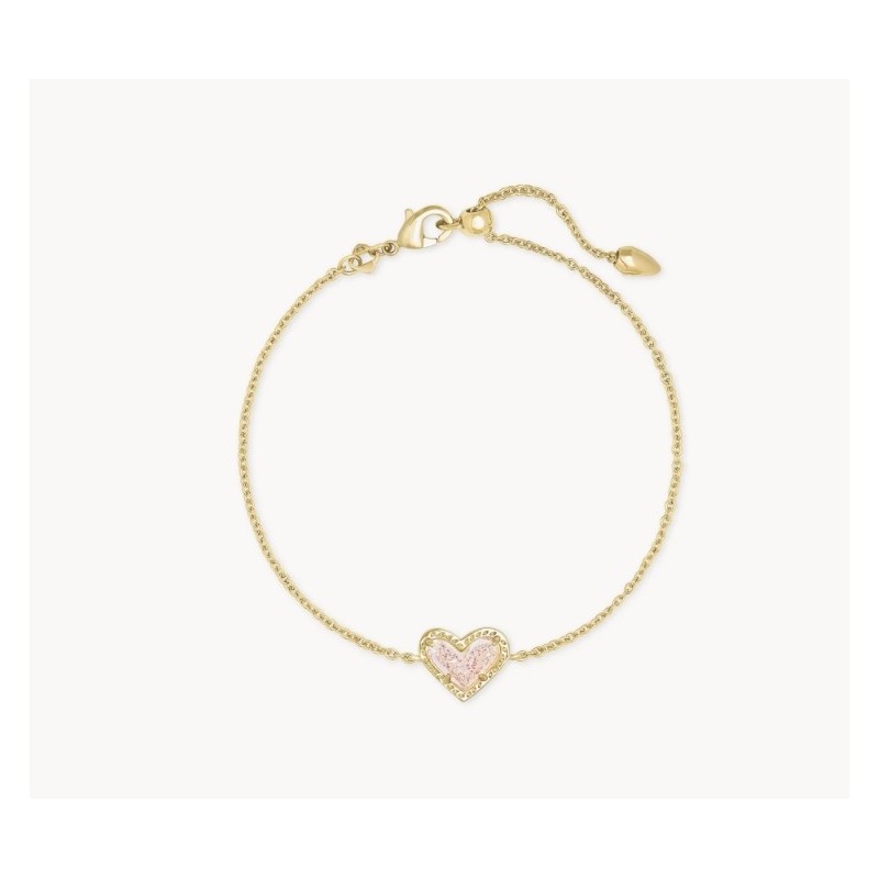 Ari Heart Gold Chain Bracelet in Iridescent Drusy