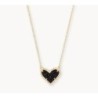 Ari Heart Gold Pendant Necklace in Black Drusy