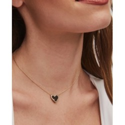 Ari Heart Gold Pendant Necklace in Black Drusy